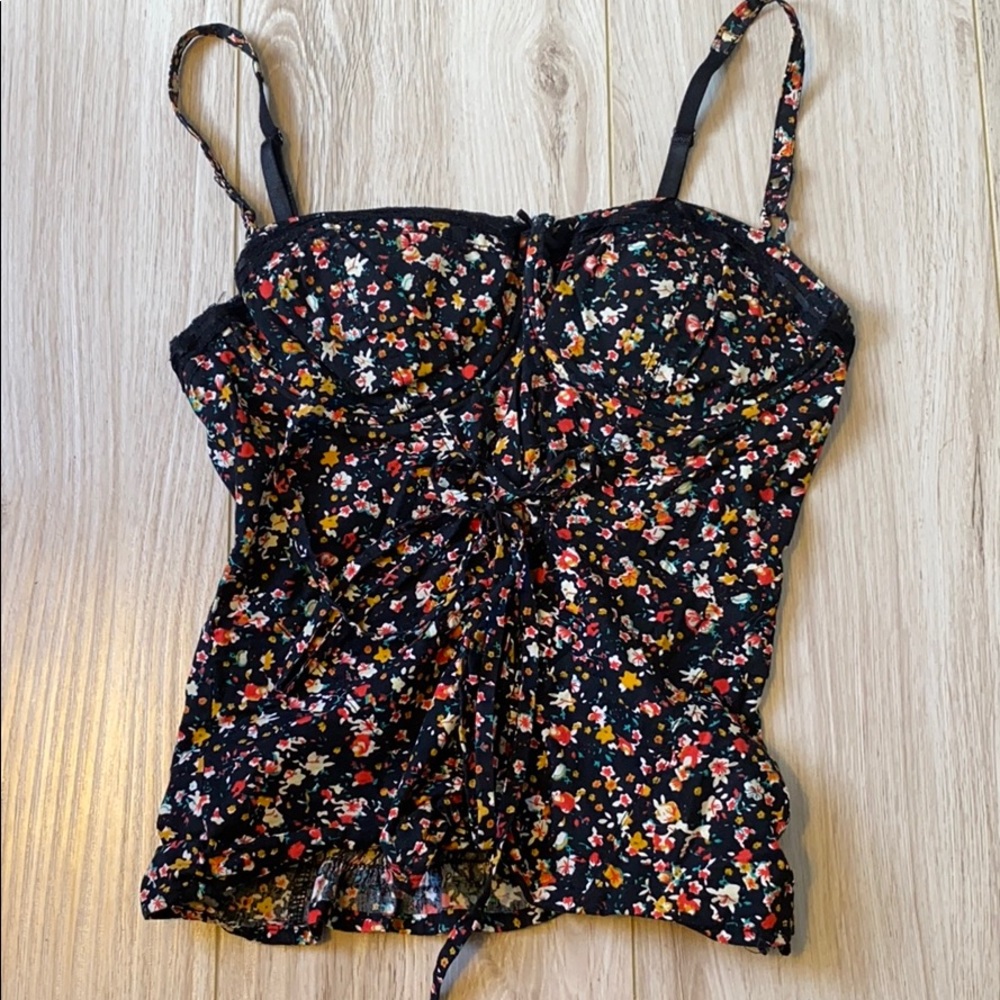 Beautiful Black Floral Corset Top